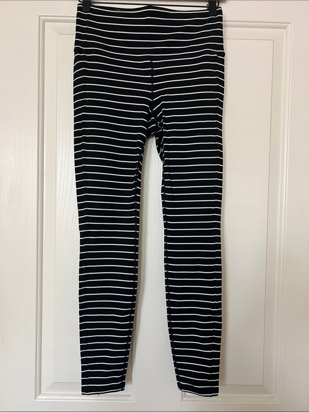 Athleta Black and White Striped Leggings